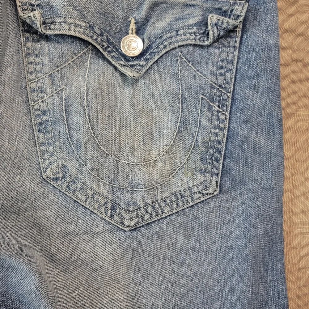 True Religion Mens Billy Light Blue Bootcut Jeans Size 36